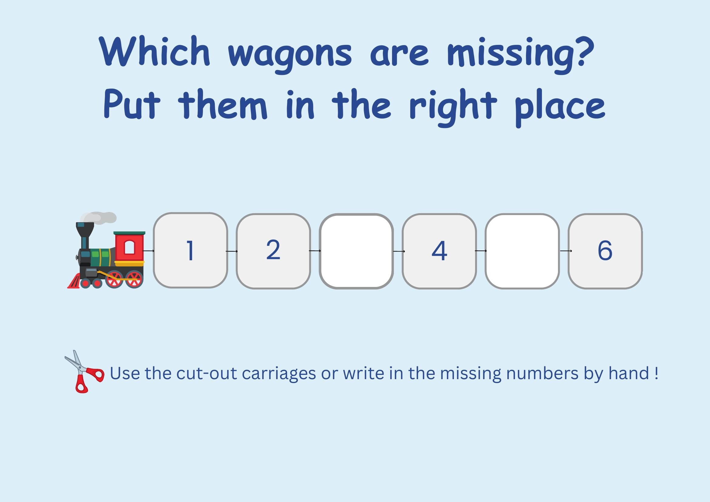 Number Train Sorting Number Train Activity: Preschool Math Game, Count, Sort, Color (PDF ...