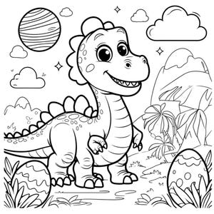 T-Rex 横顔ぬりえ PDF | 子供向け恐竜ぬりえ | 自閉症対応 | A4サイズ