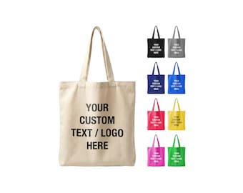 Custom Canvas Tote Bags, Personalized Logo Tote, Eco Friendly Reusable Shopping Bag, Corporate Gift, Promotional Bag,  Bulk Tote Bags