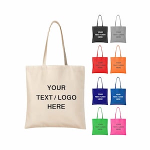 Custom Canvas Tote Bags, Personalized Reusable Cotton Shopping Bag, Logo Tote for Business, Events, Eco-Friendly Bulk & Wholesale Options