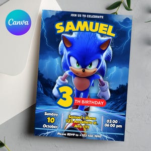 Editable Sonic Birthday Invitation, Sonic The Hedgehog Birthday Invitation, Editable Sonic, Printable Birthday Invitations, Sonic Template