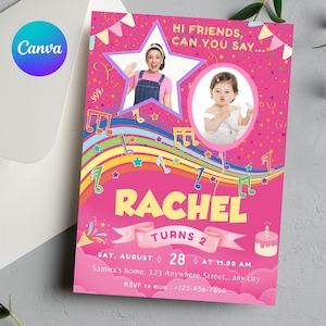 Ms. Rachel Birthday Invitation: Editable Canva Template (Digital Download 5x7 inch)