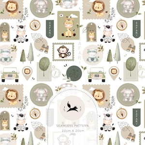 cute safari pattern, cute jungle, Seamless Fabric Design, Repeat Tile, Pattern, Seamless Fabric Design, Meadow, Repeat Tile,  baby pattern