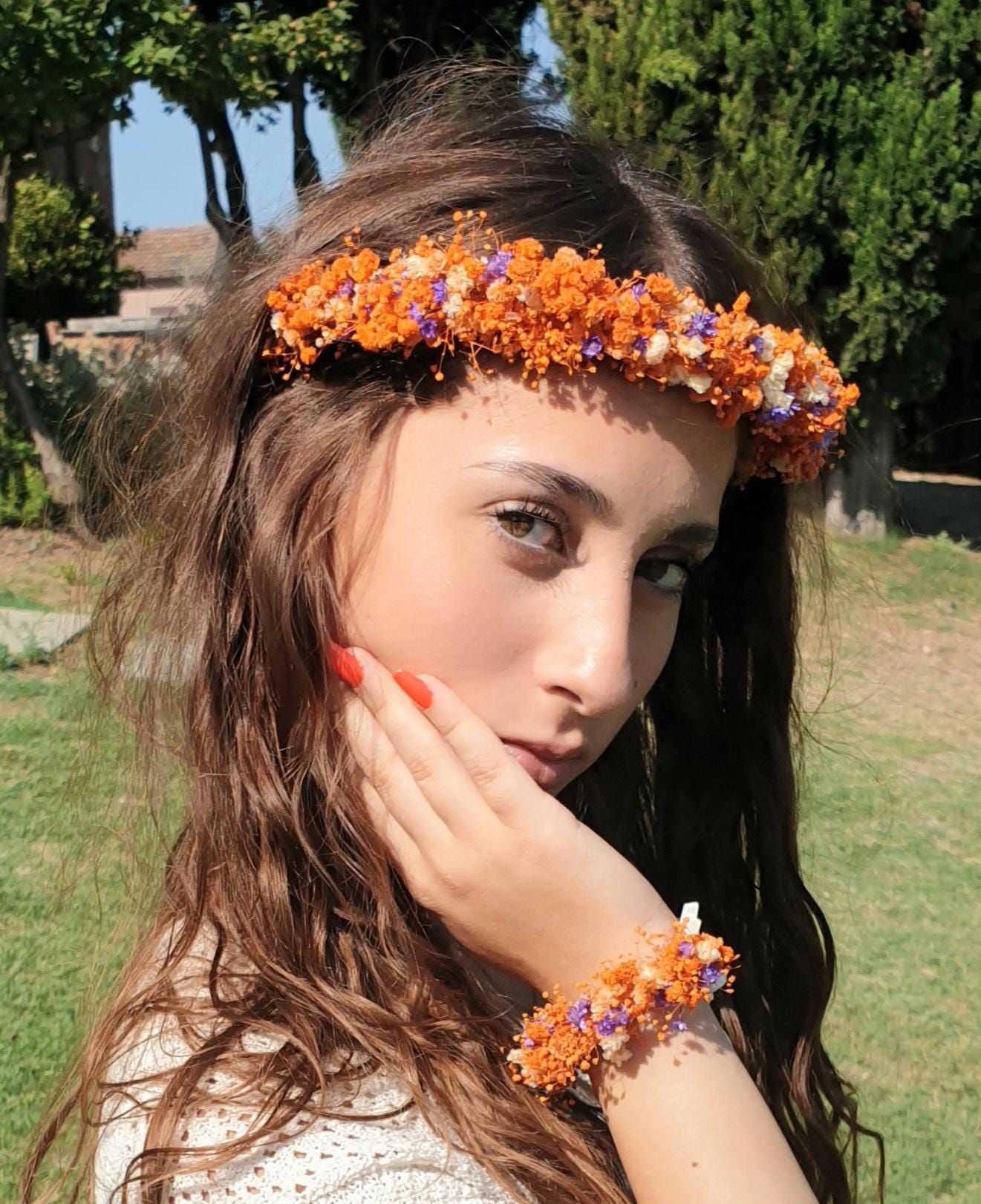 OSRGZRNGR Cerchietto per capelli da sposa, con fiori