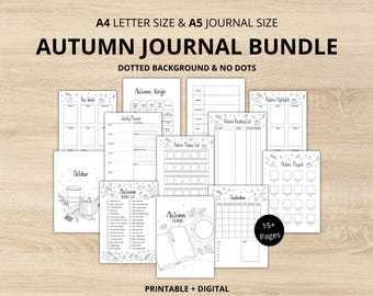 Printable Autumn Journal Bundle: Fall Planner, Bucket List (PDF)
