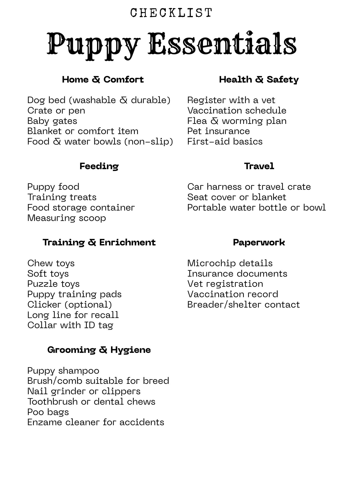 Puppy Essentials Checklist - Printable PDF - Etsy