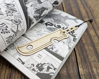 Segnalibro in legno ispirato alla spada Tagliateste del ninja Zabusa