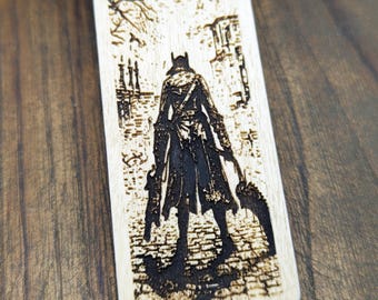 Segnalibro in legno ispirato a Bloodborne con cacciatore gotico a Yharnam regalo gamer