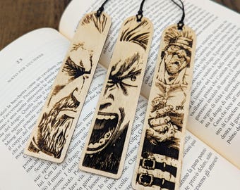 Set di segnalibri in legno ispirati a Vinland Saga – Incisione dettagliata di Thorfinn, Askeladd e Thorkell – Regalo per fan anime e manga