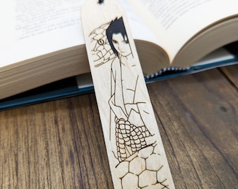 Segnalibro in legno di un ninja o shinobi con un serpente gigante – Un regalo perfetto per i fan di anime e manga a tema ninja
