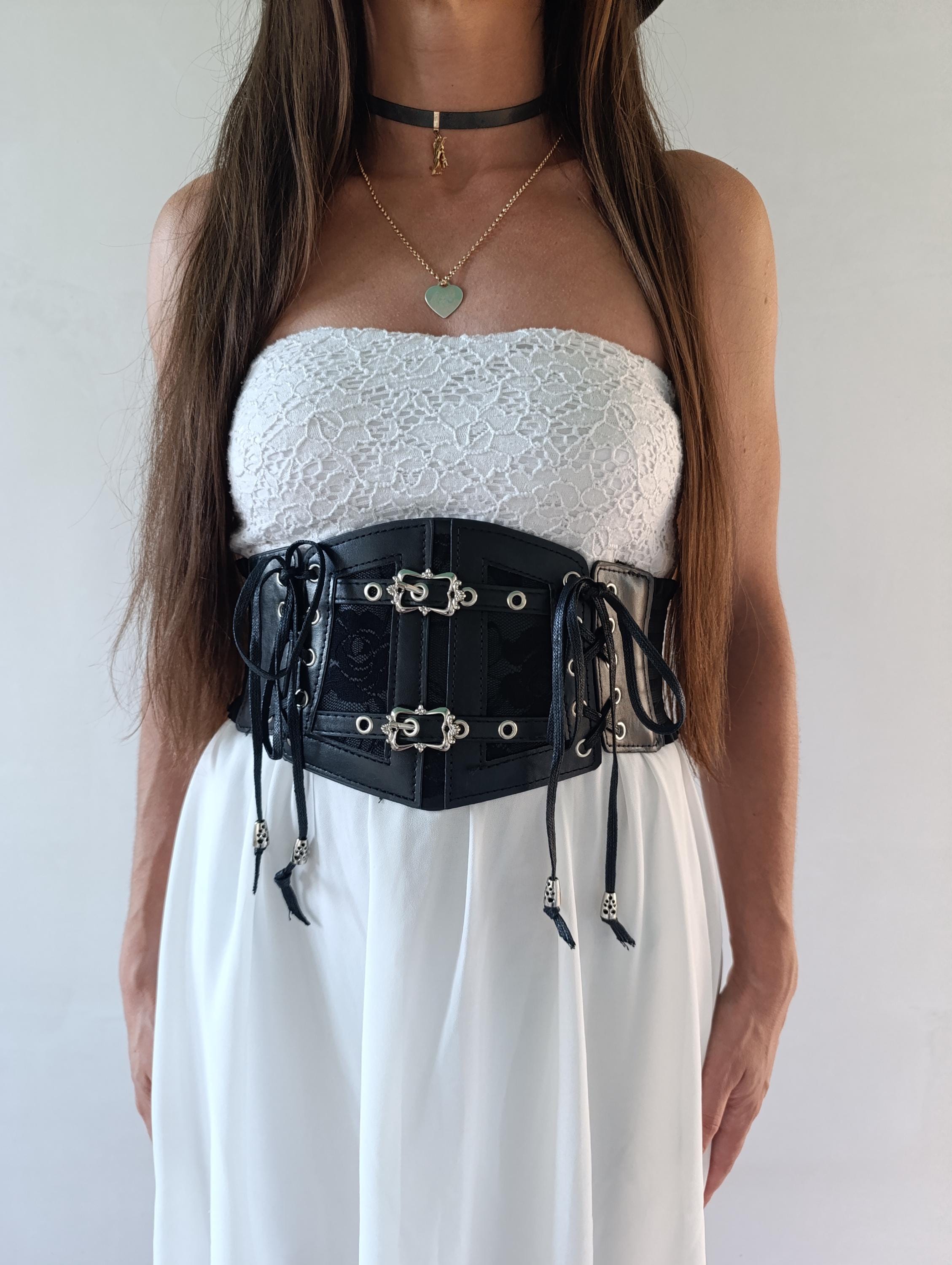 Black Grommet Lace-Up Waist Belt - Women Accessories leather western size large DKL107960BK-FR.jpg?v=1757693922 main image 3