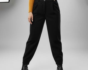 Black corduroy pants women Casual Baggy pants Cord trousers High waist loose pants with pockets Womens pants