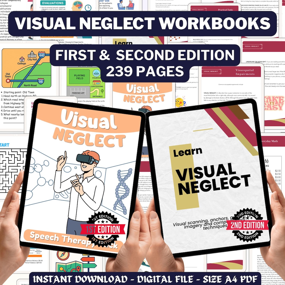 The Visual Neglect Workbook, and Materials After a Stroke, TBI, Brain ...