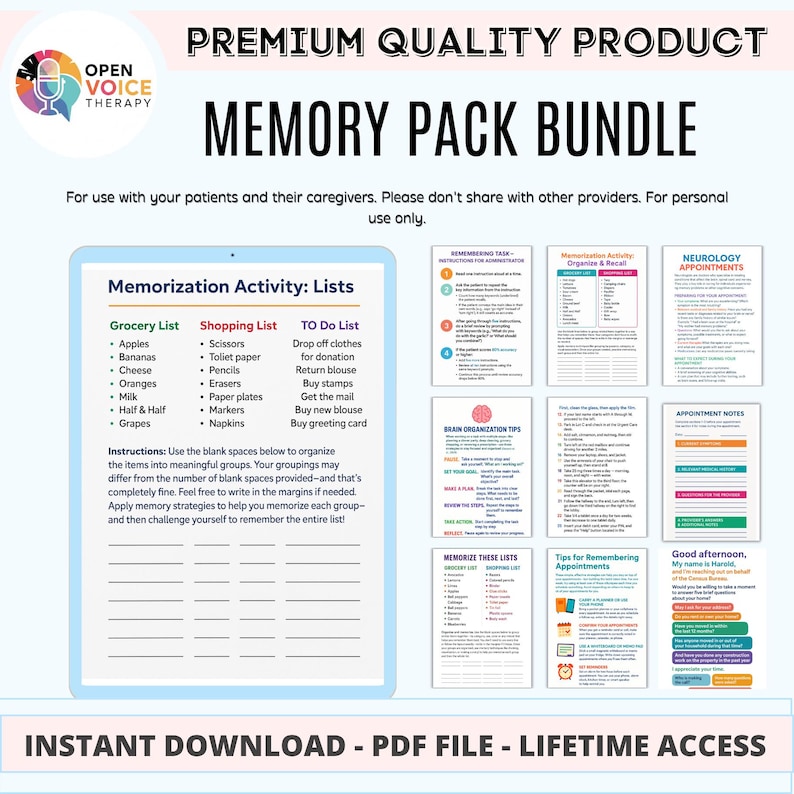 The Memory Workbook PDF Functional, Evidence-based Cognitive Worksheets ...
