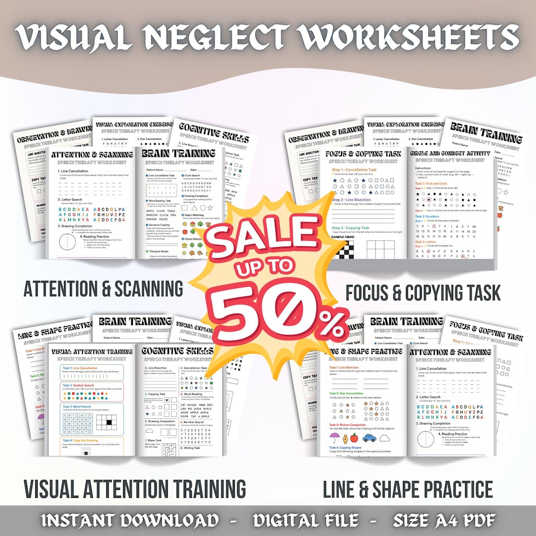 Visual Neglect Worksheet PDF: Evidence-based Stroke Rehab Activities - Etsy