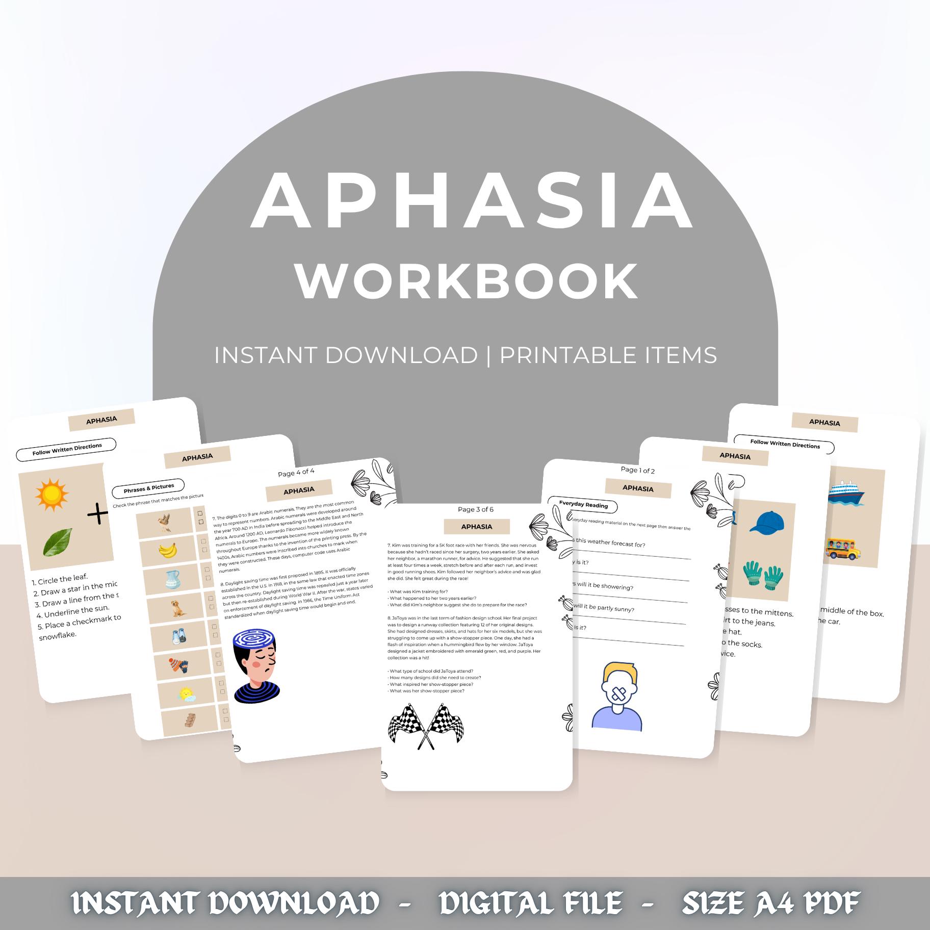 The Aphasia Workbook PDF for Stroke and TBI Evidence-based Worksheets ...