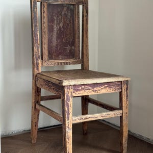 Vintage Wooden Chair with Carved Details | Rustic Decor Piece