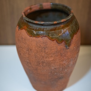 Vintage lerkruka | Wabi Sabi Rustik inredning | Autentisk folklig keramik | Antik lergodskärl