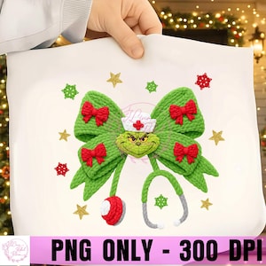 Christmas Nurse Png, Crochet Xmas Nurse, Gift For Nurse, Coquette Nurse Christmas PNG, Green Mean Guy Nurse PNG, Nurse Christmas Movie PNG