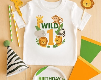 Wild 1 First Birthday Shirt • Zoo Animal Baby Tee • Jungle Safari Birthday Outfit