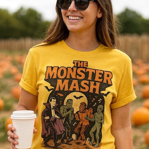 The Monster Mash Shirt | Vintage Halloween Graphic Tee | Classic Monsters Dance Party T-Shirt | Retro Spooky Season Top