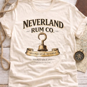 Neverland Rum-skjorta, Kapten Krok-inspirerad grafisk t-shirt, Peter Pan-äventyrskjorta, Disneyland / World-skjorta för vuxna, semesteroutfit