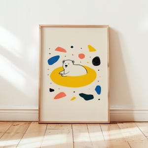 Polar Bear Nursery Print: Playful Scandinavian Kids Room Art