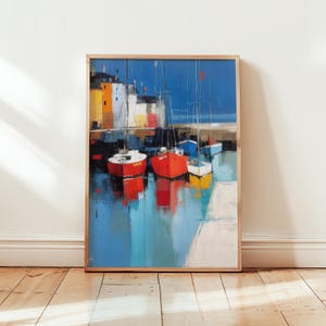 Anstruther Harbour Travel Print – East Neuk, Fife | Abstract Coastal Wall Art