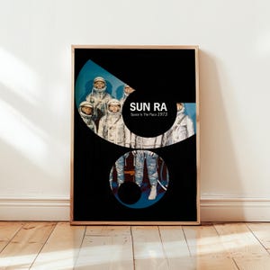 Póster de Sun Ra – El espacio es el lugar 1973 – Arte mural de jazz afrofuturista – Impresión musical retro de ciencia ficción – Sin marco