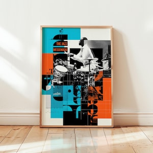 The Jazz Messengers – Modernist Jazz Wall Art – Abstract Blue Note Style Print – Musician Graphic Decor – Unframed