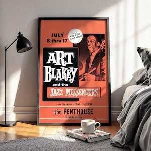 Art Blakey Jazz Poster – Vintage Concert Poster – Jazz Messengers Wall Art – Retro Music Print – Unframed