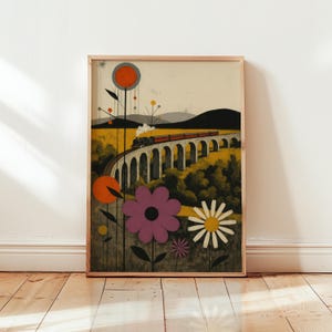 Jacobite Train Glenfinnan Viaduct Print – Vintage Mid-Century Railway Poster – Scotland Highland Wall Art  – Unframed