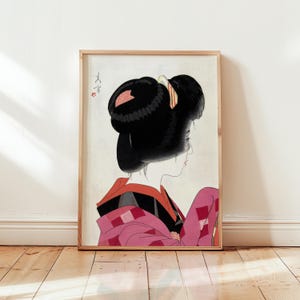 Geisha Art Print – Traditional Japanese Woman Poster – Vintage Kimono Wall Art – Bijin-ga Ukiyo-e Style Decor – Unframed