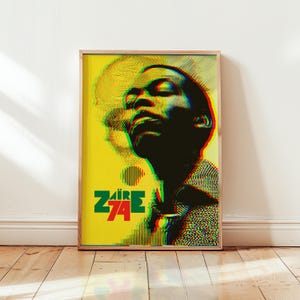 Poster Zaire 74 – Arte vintage del festival musicale africano – Stampa da parete psichedelica Soul – Decorazione della cultura pop retrò – Senza cornice