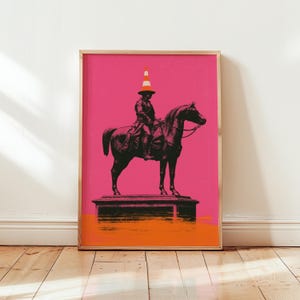 Print hertog van Wellington Glasgow – Schotse muurkunst – print pop-art standbeeld – reisposter Schotland – ingelijst