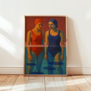 Wild Swimmers – Modern Figurative Poster –  Style Wall Art – Poolside Women Print – Unframed