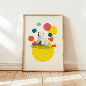 Modern Polar Bear Print: Colour Pop Nursery Wall Art
