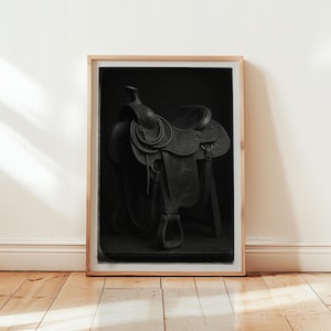 Poster con sella western – Decorazione da cowboy – Arte murale western in bianco e nero – Stampa senza cornice