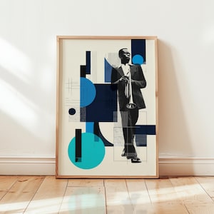 Poster Legends of Jazz – Arte murale jazz modernista – Stampa astratta in stile Blue Note – Decorazione grafica con musicista – Senza cornice