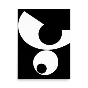 Modernist Abstract Poster – Geometric Bauhaus-Inspired Wall Art – Minimal Black and Cream Print – Unframed