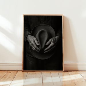 Poster "Mani da cowboy" – Stampa fotografica western in bianco e nero – Arte murale rustica americana – Senza cornice