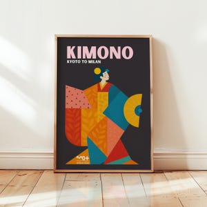 Kimono Poster – Kyoto to Milan Fashion Art Print – Japanese Style Wall Art – Contemporary Exhibition Decor – Unframed