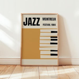 Swiss Jazz Festival 1984 Poster – Minimalist Piano Keys Art Print, Retro Swiss Jazz Wall Decor