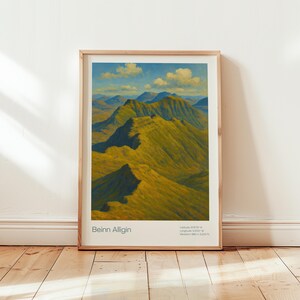 Beinn Alligin Mountain Poster – Scottish Highlands Wall Art – Torridon Landscape Print – Rugged Ridge Nature Decor – Unframed