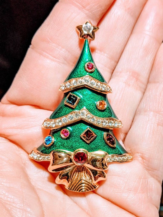 Vintage Kenneth J. Lane Christmas Tree Brooch/Pin 
