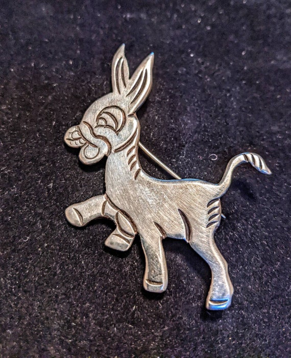 Vintage Silver Donkey Pin or Brooch Stamped 980 T… - image 1