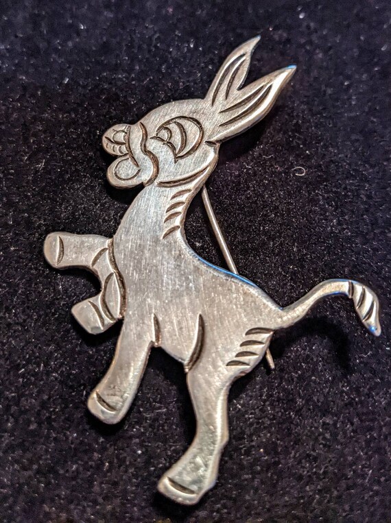 Vintage Silver Donkey Pin or Brooch Stamped 980 T… - image 2