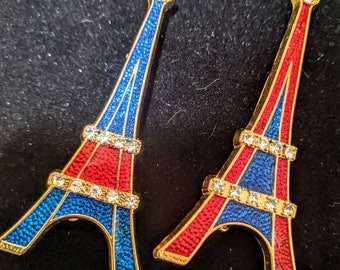 Two Vintage Eiffel Tower Brooches Made In France