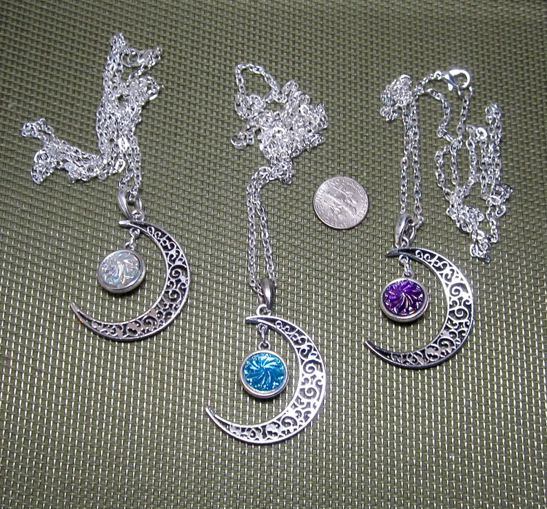 Crescent Moon With Stainless Steel Chain Necklace