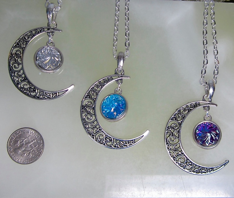 Crescent Moon With Stainless Steel Chain Necklace